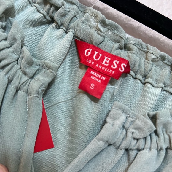 NWT Guess LS Hale Off Shoulder Top Mineral Gray Long sleeve Sheer - Picture 2 of 7